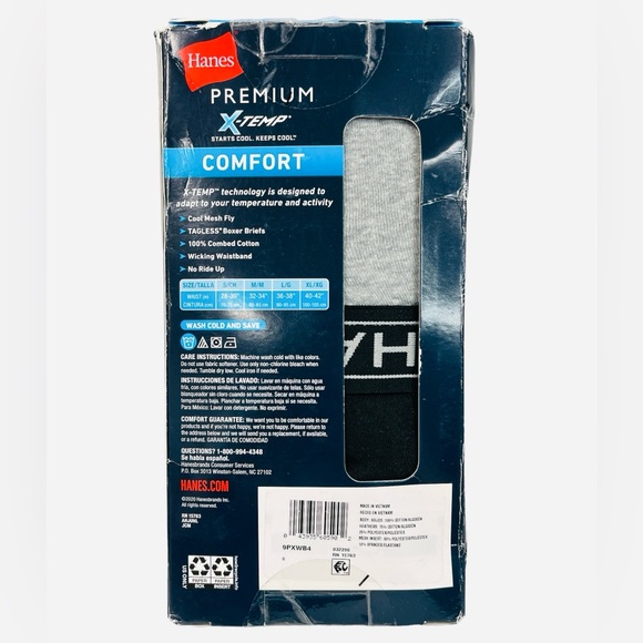 Hanes Men's Premium X-Temp Comfort Boxer Brief 4-Pack Black/Gray Size S - Picture 6 of 8